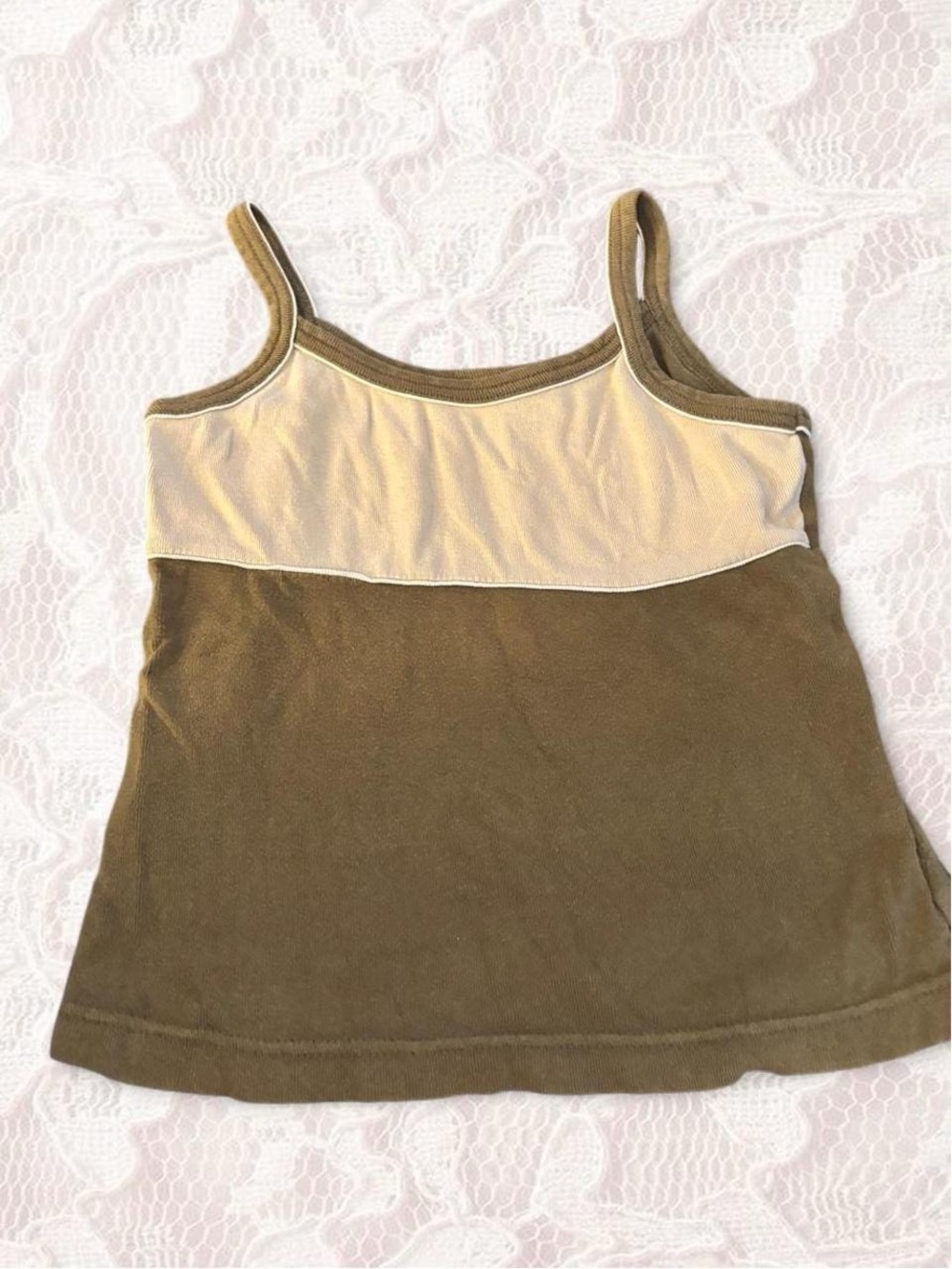 Limited Too Olive and Cream Spaghetti Strap Tank